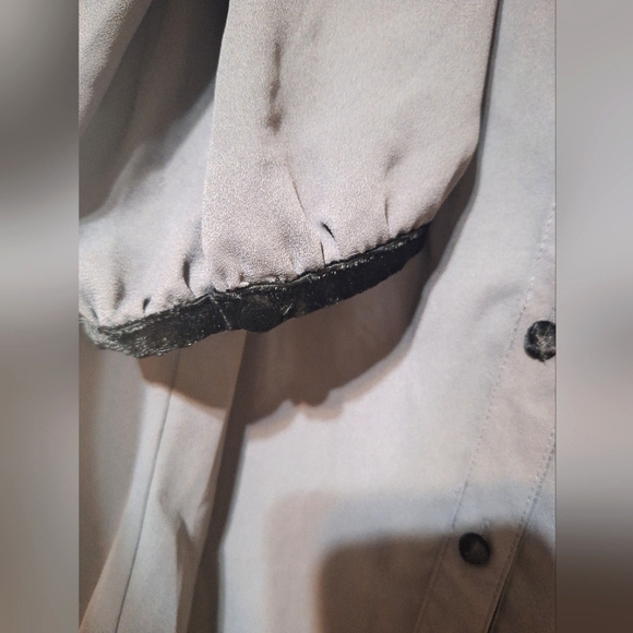 Anthropologie Daniel Rainn Large Grey sheer black velvet button longsleeve shirt - Picture 6 of 7